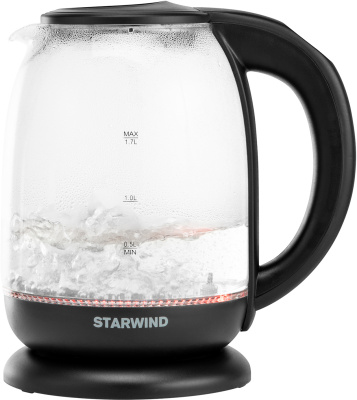 Чайник электрический Starwind SKS4517 1.7л. 2200Вт черный корпус: стекло/пластик