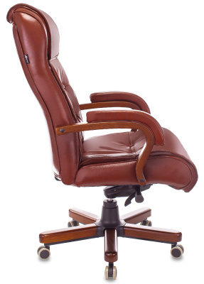 Кресло руководителя Бюрократ T-9926WALNUT светло-коричневый Leather Eichel кожа крестов. металл/дерево
