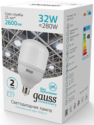 Лампа светодиодная Gauss Elementary T100 32Вт цок.:E27 цилин. 220B св.свеч.бел.хол. (упак.:1шт) (63233)