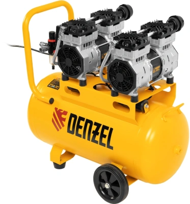 Компрессор поршневой Denzel DLS 1500/50 безмасляный 260л/мин 50л 1500Вт желтый