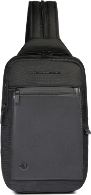 Рюкзак слинг мужской Piquadro Orion CA6625S136/N черный ткань/натур.кожа