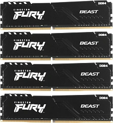 Память DDR4 4x16Gb 3600MHz Kingston KF436C18BBK4/64 Fury Beast Black RTL Gaming PC4-28800 CL18 DIMM 288-pin 1.35В single rank с радиатором Ret