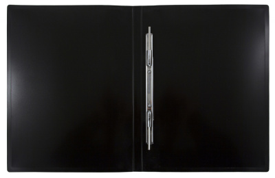 Папка метал.пруж.скоросш. Бюрократ DeLuxe DL07PBLCK A4 пластик 0.7мм кор.27мм черный