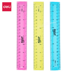 Линейка Deli E6208 пластик дл.20см ассорти гибкая/двухсторонняя шкала