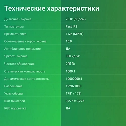 Монитор Digma 23.8" Overdrive 24P410F белый IPS LED 1ms 16:9 HDMI матовая 300cd 178гр/178гр 1920x1080 200Hz G-Sync FreeSync DP FHD USB 3.7кг