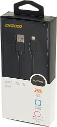 Кабель Digma LIGHT-2M-BLK USB (m)-Lightning (m) 2м черный
