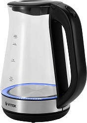 Чайник электрический Vitek VT-1181 1.7л. 2200Вт черный корпус: стекло