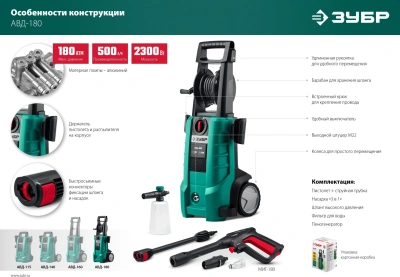 Минимойка Зубр АВД-180 2300Вт