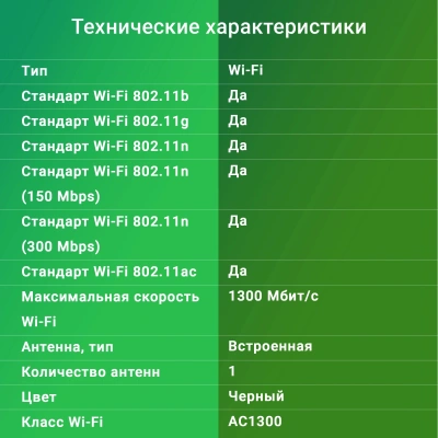 Сетевой адаптер Wi-Fi Digma DWA-AC1300C AC1300 USB 3.0 (ант.внутр.) 1ант.