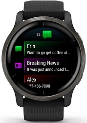 Смарт-часы Garmin Venu 2 33мм 1.3" AMOLED корп.черный рем.черный разм.брасл.:135-200мм (010-02430-11)