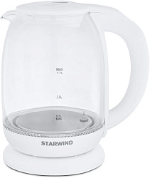 Чайник электрический Starwind SKG4215 1.7л. 2200Вт белый корпус: стекло/пластик