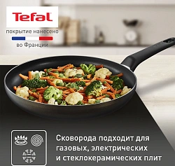 Сковорода Tefal Easy Plus 04237924 круглая 24см ручка несъемная (с крышкой) черный (9100054100)