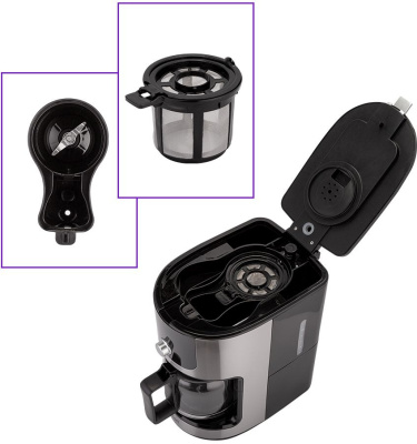 Кофемашина Kitfort КТ-782 1050Вт нержавеющая сталь/черный