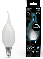 Лампа светодиодная Gauss Filament 104201209-D 9Вт цок.:E14 свеча 220B св.свеч.бел.нейт. (упак.:10шт)
