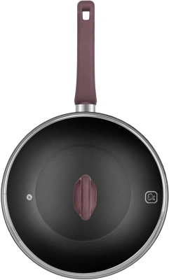 Сковорода ВОК (WOK) Rondell Fest RDA-1527 круглая 28см покрытие: Xylan Plus ручка несъемная (с крышкой) черный