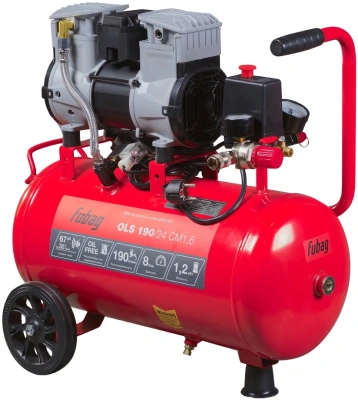 Компрессор поршневой Fubag OLS 190/24 CM1.6 безмасляный 190л/мин 24л 1200Вт красный/черный