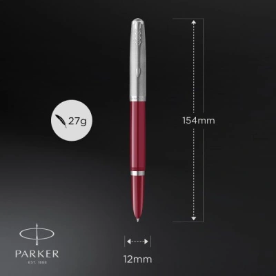 Ручка перьев. Parker 51 Core (2123496) Burgundy F сталь нержавеющая подар.кор.