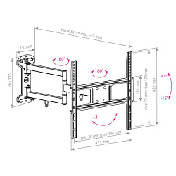 Кронштейн для телевизора Arm Media LCD-415 черный 24"-55" макс.35кг настенный поворотно-выдвижной и наклонный