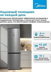 Холодильник Midea MDRB471MGF46O 2-хкамерн. нержавеющая сталь