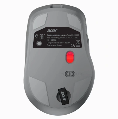 Мышь Acer OMR310 темно-серый оптическая 1600dpi беспров. BT/Radio USB 7but (ZL.MCECC.032)