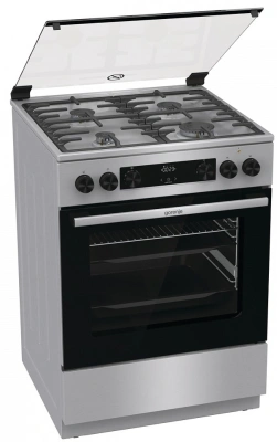 Плита Комбинированная Gorenje GKS6C72XF нержавеющая сталь (стеклянная крышка) реш.чугун