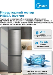 Холодильник Midea MDRB457FGF46ID 2-хкамерн. нержавеющая сталь