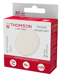 Лампа светодиодная Thomson TH-B4006 9Вт цок.:GX53 таблетка 220B св.свеч.бел.теп. Tablet (упак.:1шт)