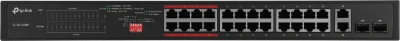 Коммутатор TP-Link TL-SL1226P (L2) 24x100Мбит/с 2x1Гбит/с 2xКомбо(1000BASE-T/SFP) 24PoE+ 250W неуправляемый