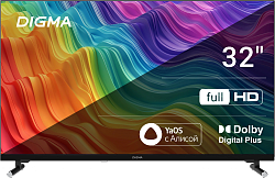 Телевизор LED Digma 32" DM-LED32SBB32 Яндекс.ТВ Frameless Metal черный/черный HD 60Hz DVB-T DVB-T2 DVB-C DVB-S DVB-S2 USB WiFi Smart TV