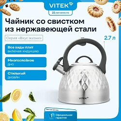 Чайник металлический Vitek Вкус жизни VT-WK1210 2.8л. стальной
