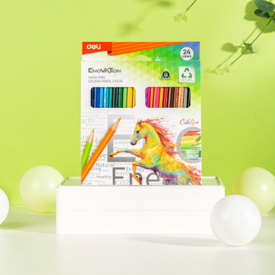 Карандаши цв. Deli EC113-24 Enovation трехгран. пластик 24цв. коробка/европод. (24шт)