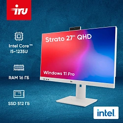 Моноблок IRU Strato 27" QHD i5 1235U (1.3) 16Gb SSD512Gb Iris Xe CR Windows 11 Pro GbitEth WiFi BT 65W Cam белый 2560x1440