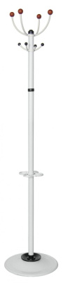 Вешалка напольная Бюрократ Квартет З КВАРТЕТ З/WHITE белый основание круг наконечники вишневый крючки двойные для верхней одежды метал. (упак.:1шт)