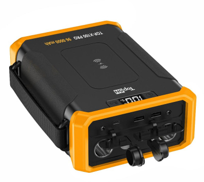 Электростанция портативная TopON TOP-X100Pro 96000mAh 5A QC3.0/PD3.0 3xUSB беспров.зар. черный/желтый (чехол в комплекте) (103098)