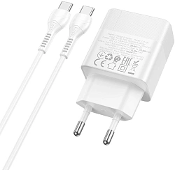 Сетевое зар./устр. Hoco CS112A Lounge PD30W+QC3.0 with cable 30W (PD+QC) белый (80417)