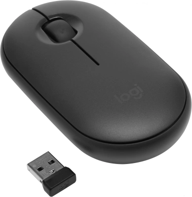 Мышь Logitech Pebble M350 темно-серый оптическая 1000dpi silent беспров. BT/Radio USB для ноутбука 3but (910-005576)