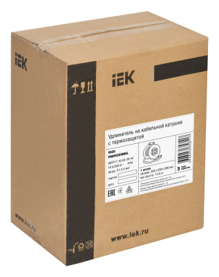 Удлинитель силовой IEK Professional (WKP16-16-04-30-44) 3x1.5кв.мм 4розет. 30м КГ 16A метал.катушка серый