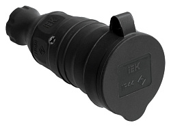 Розетка силов. IEK Омега PKR21-016-2-K02 1 розетка одинар. откр. зазем. крыш. IP44 черный (упак.:1шт)