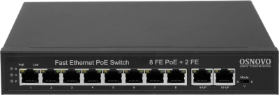 Коммутатор Osnovo SW-21000(120W) (L2) 10x100Мбит/с 8PoE 120W неуправляемый