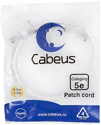 Патч-корд Cabeus PC-UTP-RJ45-CAT.5E-0.5M-WH U/UTP RJ-45 вил.-вилка RJ-45 кат.5E 0.5м белый ПВХ