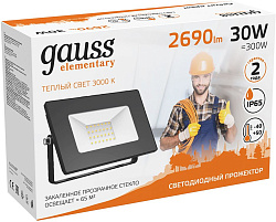 Прожектор уличный Gauss Elementary 613527130 светодиодный 30Втчерный