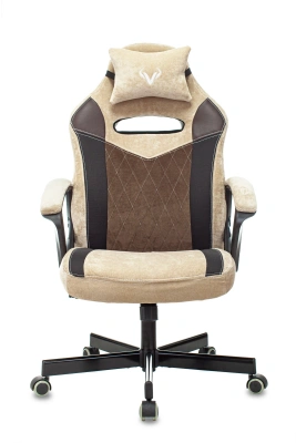 Кресло игровое Zombie VIKING 6 KNIGHT Fabric коричневый/бежевый с подголов. крестов. металл