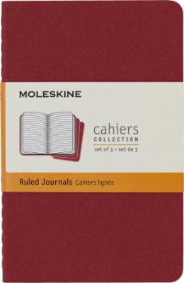 Блокнот Moleskine CAHIER JOURNAL CH111 Pocket 90x140мм обложка картон 64стр. линейка клюквенный (3шт)