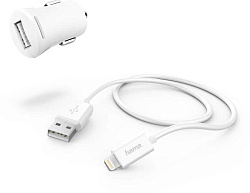 Автомобильное зар./устр. Hama H-183266 12W 2.4A USB для Apple белый (00183266)