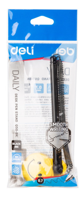 Ручка шариков. автоматическая Deli EQ50-BK черн/прозрачный d=0.7мм черн. черн. (1шт) на подставке резин. манжета