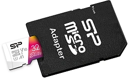 Флеш карта microSDHC 32GB Silicon Power SP032GBSTHBV1V20SP Elite + adapter