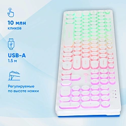 Клавиатура Оклик 420MRL белый USB slim Multimedia LED