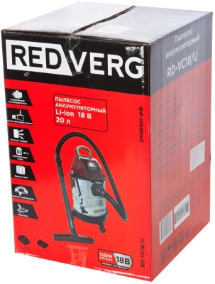 Строительный пылесос RedVerg RD-VC18/U 400Вт (уборка: сухая/сбор воды) черный