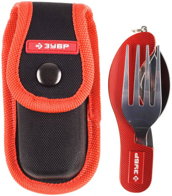Набор походный Зубр Турист (47782) компл.:1предм. вилка/ложка серый/красный