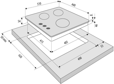 Газовая варочная поверхность Krona GALILEO 45 BL черный